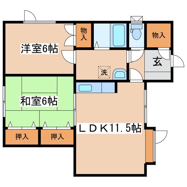 コーポはまなす(2DK/1階)の間取り写真