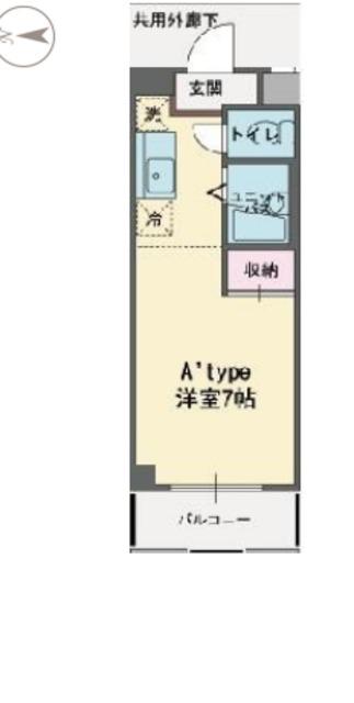 メゾン平成(ワンルーム/1階)の間取り写真