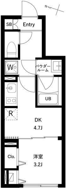 WHARF大井町ウエスト(1DK/2階)の間取り写真