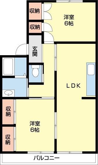 コーポラス翔A(2LDK/1階)の間取り写真