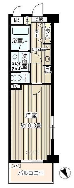 ルミエール祐天寺(1K/5階)の間取り写真