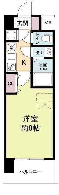 セレニテ神戸ミラクノール(1K/3階)の間取り写真
