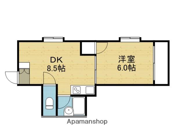 ボヌール(1DK/6階)の間取り写真
