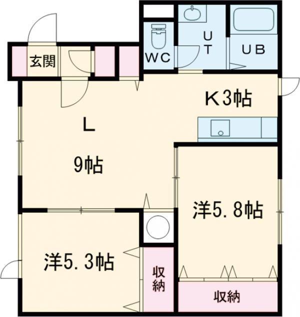 DORF(2LDK/2階)の間取り写真