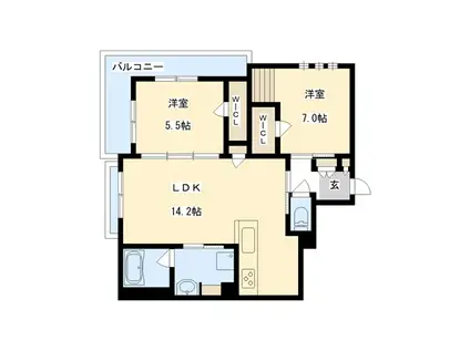 シャーメゾンベルクレスト(2LDK/3階)の間取り写真