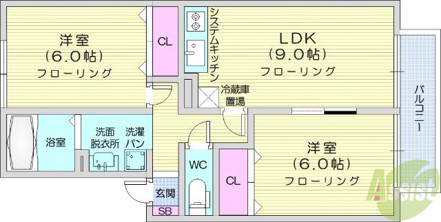 グレースコート弐番館(2LDK/1階)の間取り写真