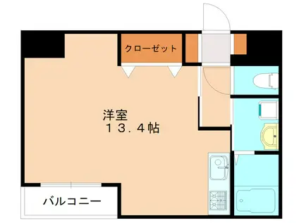 ベルベデール大門(ワンルーム/1階)の間取り写真