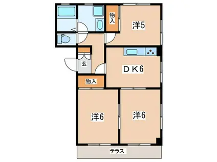 ハイツオークス(3DK/1階)の間取り写真