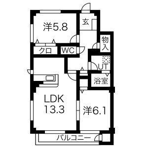 シュプール21(2LDK/1階)の間取り写真