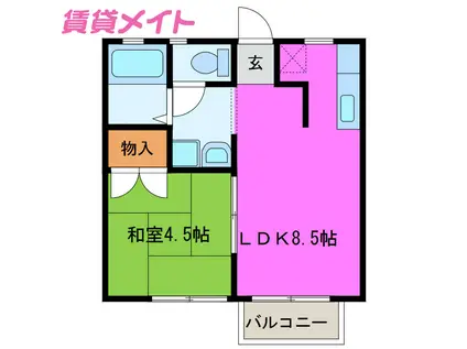 ツインレイクスI(1LDK/2階)の間取り写真