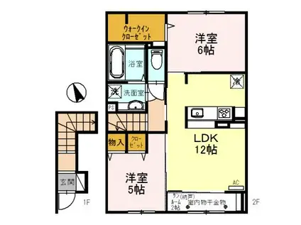 MADRIDII(2LDK/2階)の間取り写真