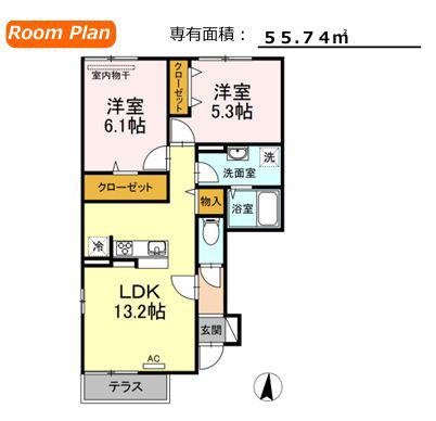 FLATS IV(2LDK/1階)の間取り写真