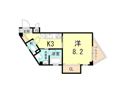 COMODO(1K/3階)の間取り写真