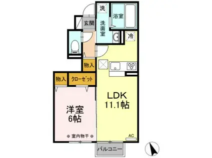 ヴィーナスフラット(1LDK/1階)の間取り写真