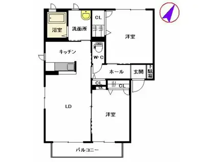メゾンドオーブ(2LDK/2階)の間取り写真