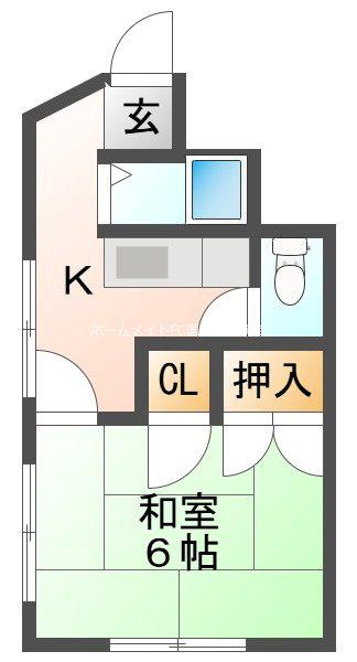 明日香ハイツ(1K/1階)の間取り写真
