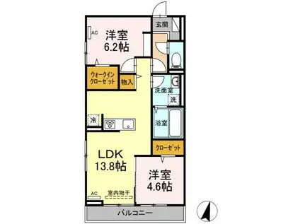 D-ROOMあおば(2LDK/3階)の間取り写真