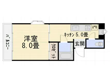 エスポワール鈴見台(1K/2階)の間取り写真