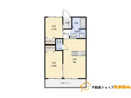 ガーデンテラス吉田A棟(2LDK/2階)の間取り写真