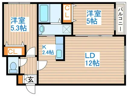 TERRACE COCOLO(2LDK/2階)の間取り写真
