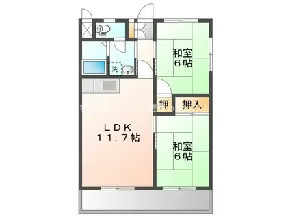 レジデンシアNOV(2LDK/2階)の間取り写真