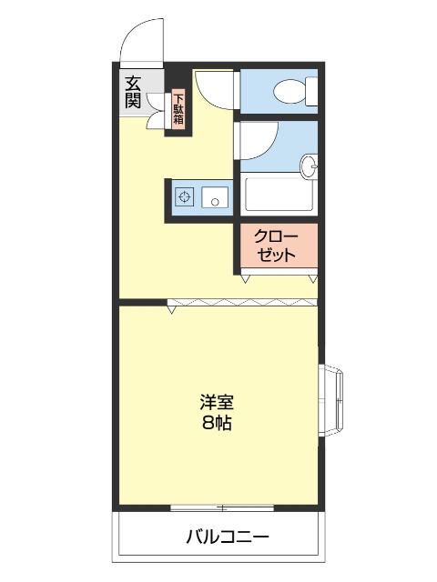 ブルーハイツ塩屋(1K/2階)の間取り写真