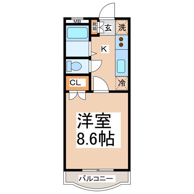 ピュア長地(1K/2階)の間取り写真