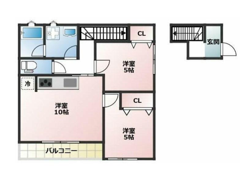 ロイス・ルーエ(2LDK/1階)の間取り写真