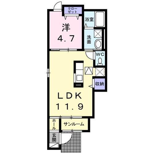 レジュール本厚木I(1LDK/1階)の間取り写真