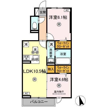 RION(2LDK/1階)の間取り写真