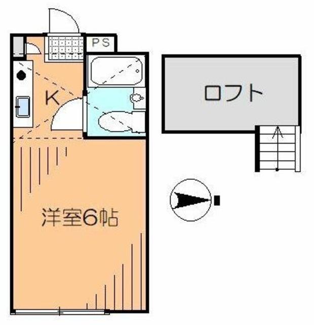 ハイツ東橋本(ワンルーム/2階)の間取り写真