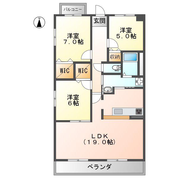 ハイツ南(3LDK/5階)の間取り写真