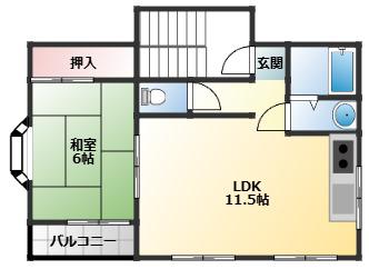 セントヒル藤井寺(1LDK/2階)の間取り写真