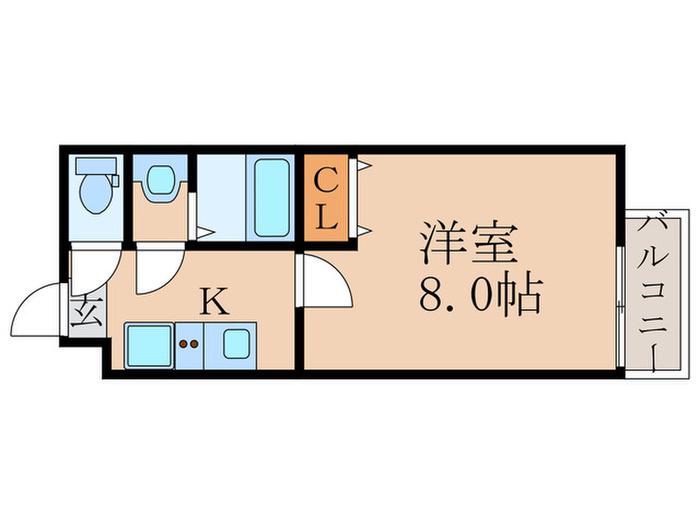 KRESS丹波橋(1K/1階)の間取り写真