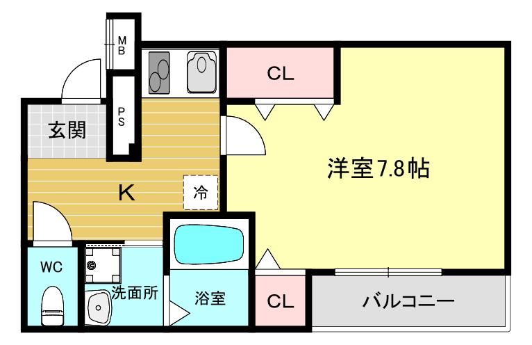 フジパレス西宮甲陽園(1K/3階)の間取り写真