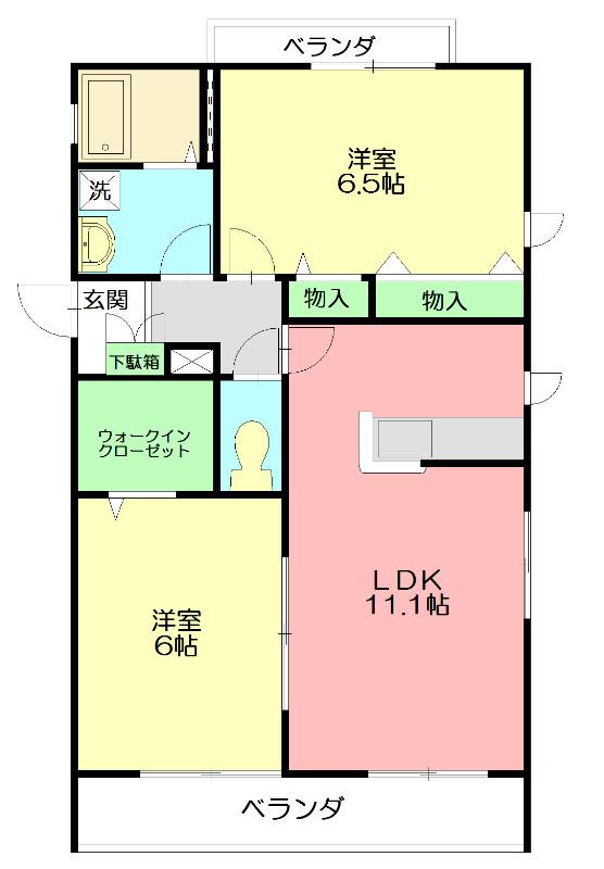 ヘーベルメゾン桜小路(2LDK/1階)の間取り写真