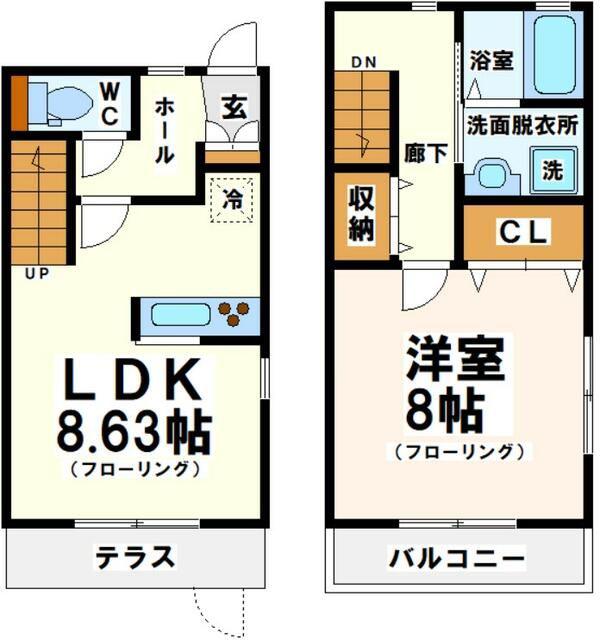 ヴィラ馬橋(1LDK/2階)の間取り写真