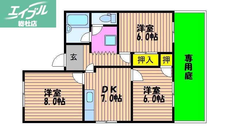 コーポA(3DK/1階)の間取り写真