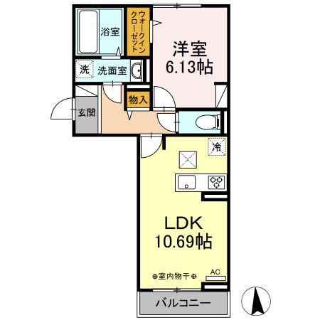 ノアエスト(1LDK/1階)の間取り写真