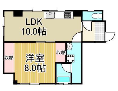 ドミールアップスカイ(1LDK/1階)の間取り写真
