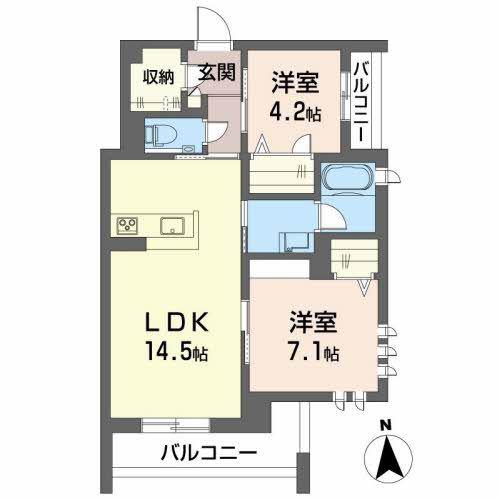 シャーメゾン クレスト(2LDK/2階)の間取り写真