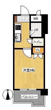 ウィルステージ古船場(1K/9階)の間取り写真
