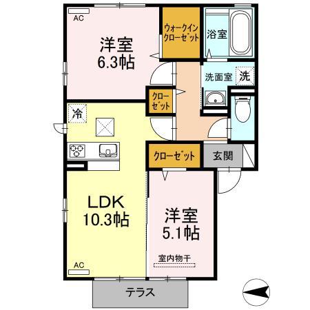 D-ROOM モンテ(2LDK/2階)の間取り写真