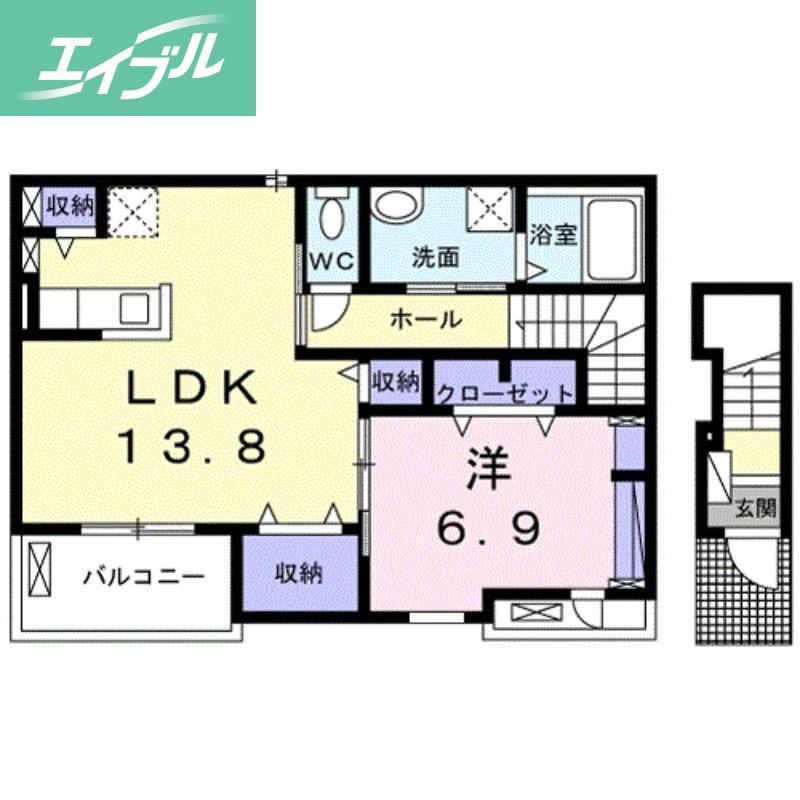 フィオーレ(1LDK/2階)の間取り写真
