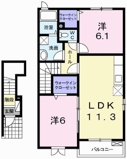 エクセレント大野(2LDK/2階)の間取り写真
