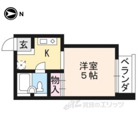 コモディタ竹屋町(1K/4階)の間取り写真