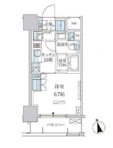 パークアクシス東上野(1K/12階)の間取り写真