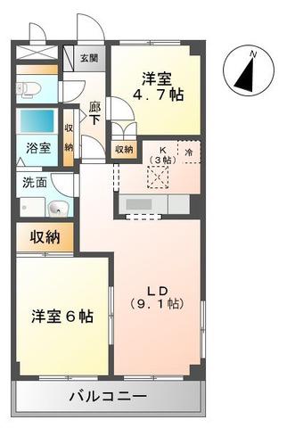 パールハイツ蘇我I(2LDK/1階)の間取り写真