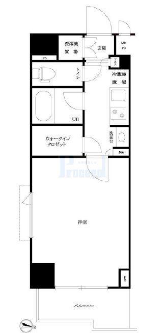 ルーブル市ヶ谷(1K/5階)の間取り写真
