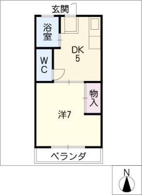 パルデンス ナイトー(1DK/1階)の間取り写真